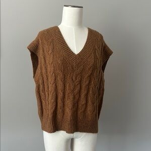 Old Navy Brown V-Neck Cable Knit Sweater